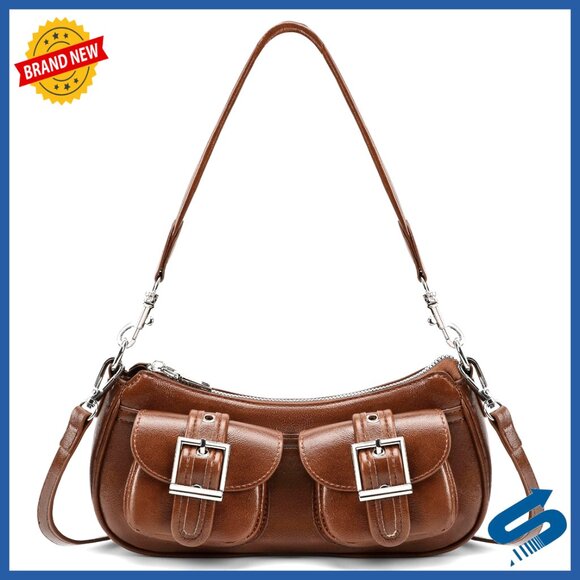 Faux Leather Hobo Shoulder Bag with Zip and Adjustable Crossbody Strap